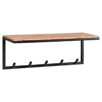 Wandgarderobe natur schwarz pulverbeschichtet B/H/T: ca. 70x27x30 cm Wandgarderobe - natur/schwarz (70,00/27,00/30,00cm) - Wohnling