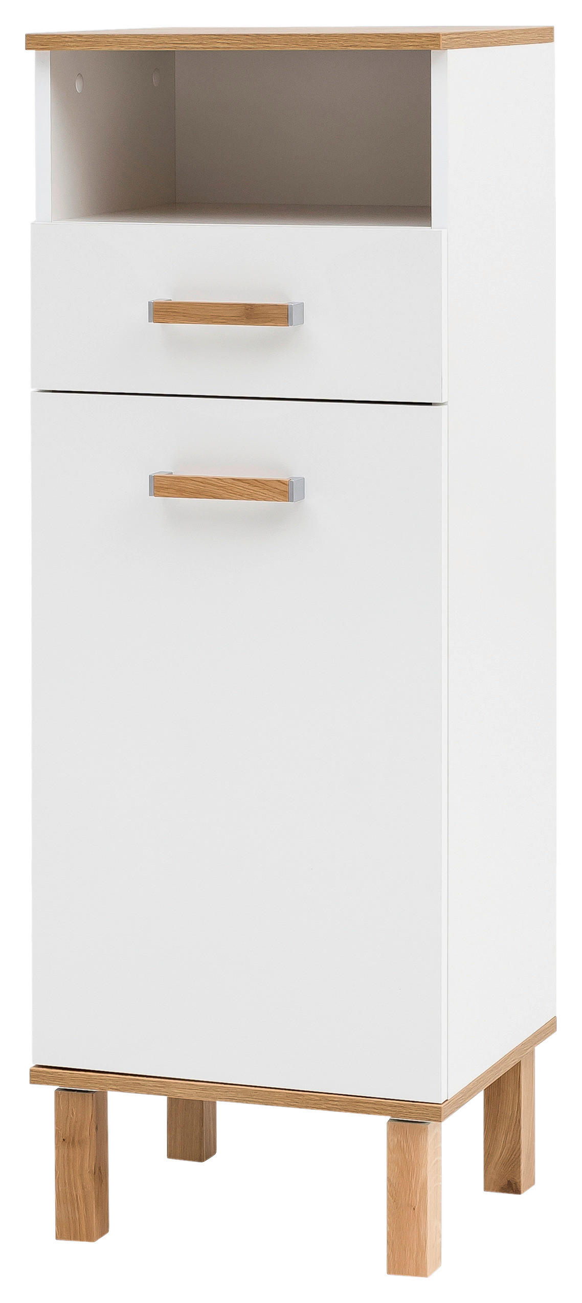 Midischrank Padua weiß glanz Eiche Landhaus Nachbildung B/H/T: ca. 40,4x114,5x35 cm Padua - Eiche/weiß (40,40/114,50/35,00cm) - Möbelpartner