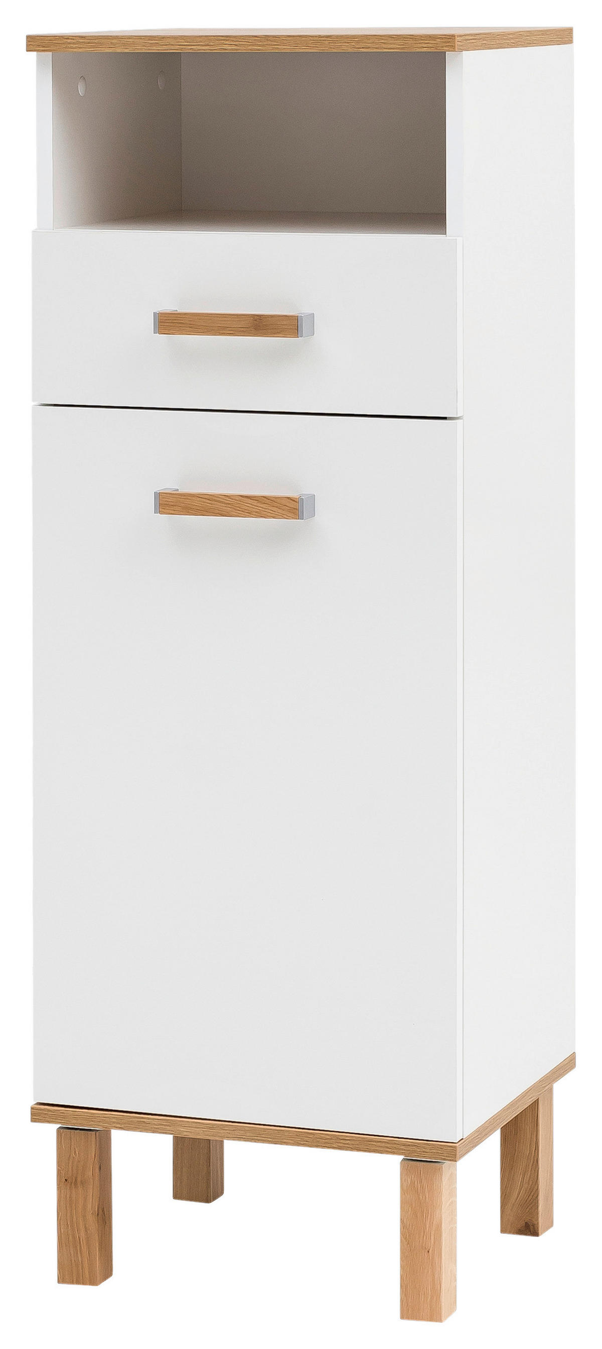 Midischrank Padua weiß glanz Eiche Landhaus Nachbildung B/H/T: ca. 40,4x114,5x35 cm Padua - Eiche/weiß (40,40/114,50/35,00cm) - Möbelpartner