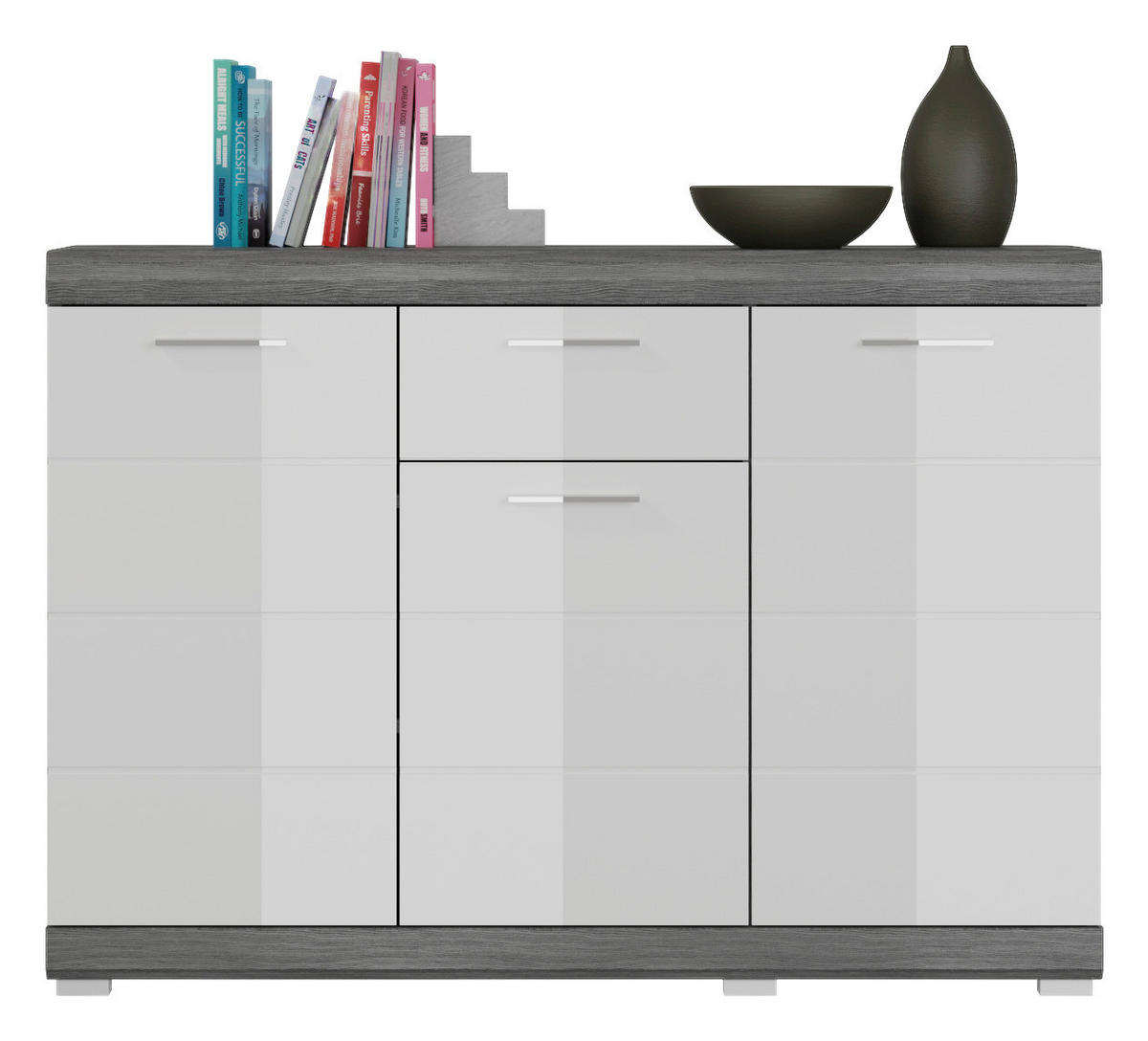 Kommode SCOUT Rauchsilber Nachbildung weiß Hochglanz B/H/T: ca. 120x85x37 cm SCOUT - weiß (120,00/85,00/37,00cm) - xonox.home