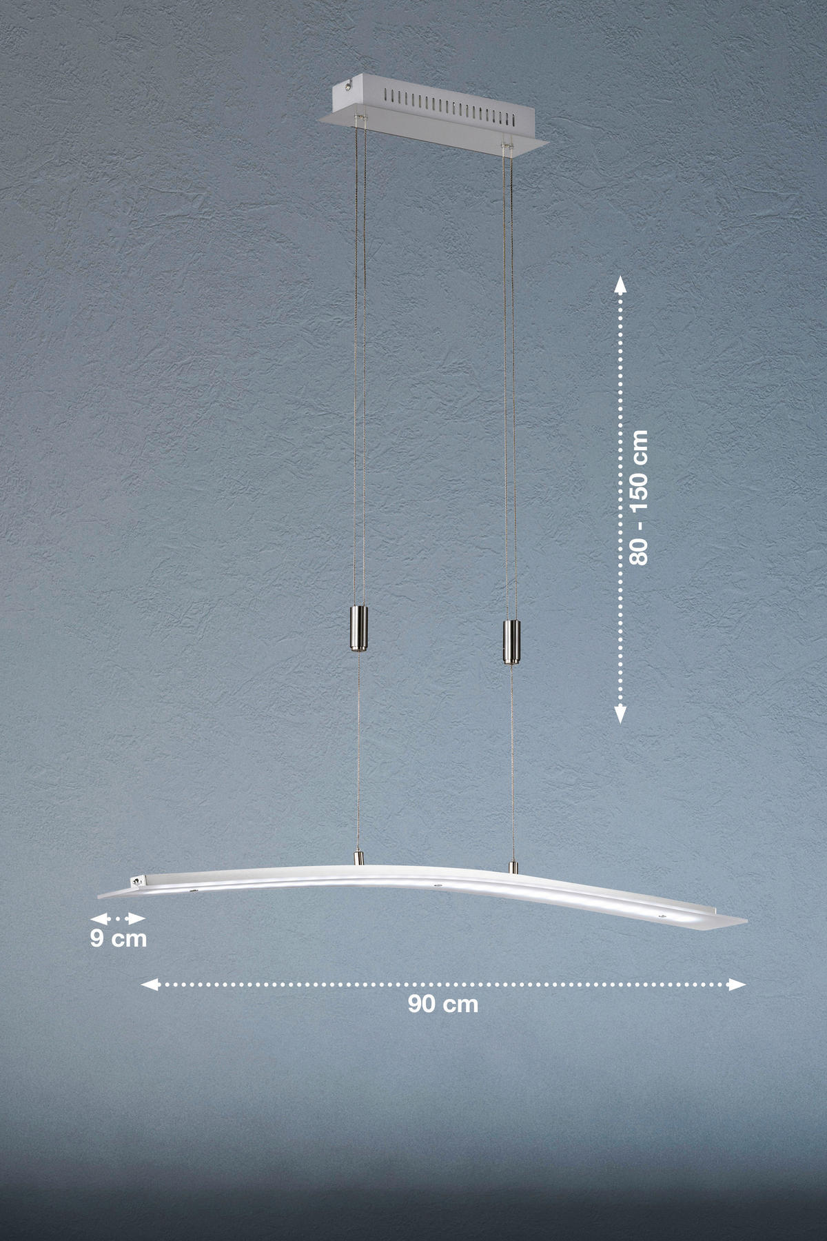 Fischer & Honsel LED-Pendelleuchte 60162 Chrom nickel matt Acryl Metall B/H/T: ca. 90x150x9 cm 1.0 Brennstellen Metis - nickel matt/Chrom (90,00/150,00/9,00cm) - Fischer & Honsel