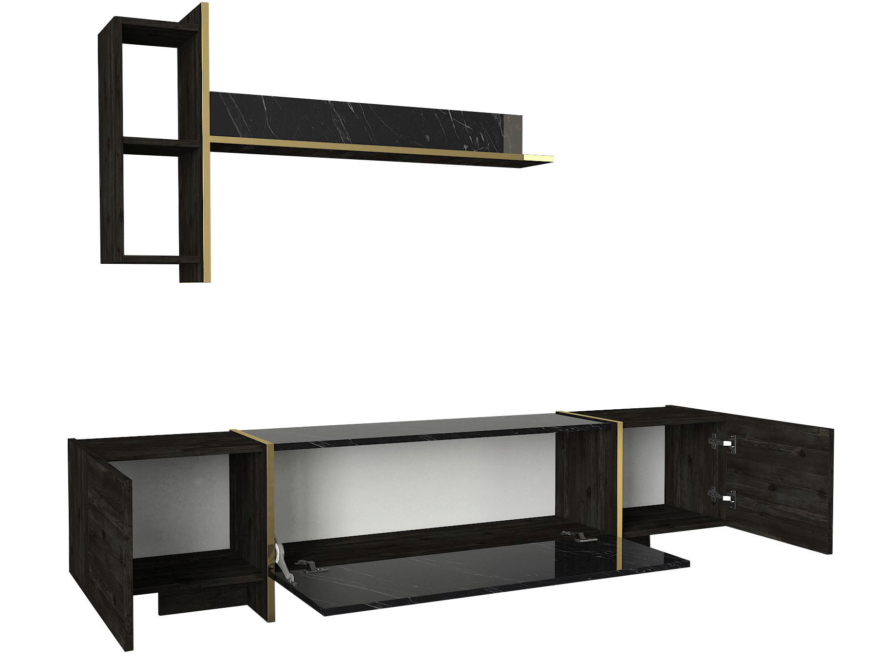 Wohnwand Veyron Rebab dunkel Marmoroptik B/H/T: ca. 180x45x32 cm Veyron - Rebab/Marmoroptik (180,00/45,00/32,00cm) - moebel17