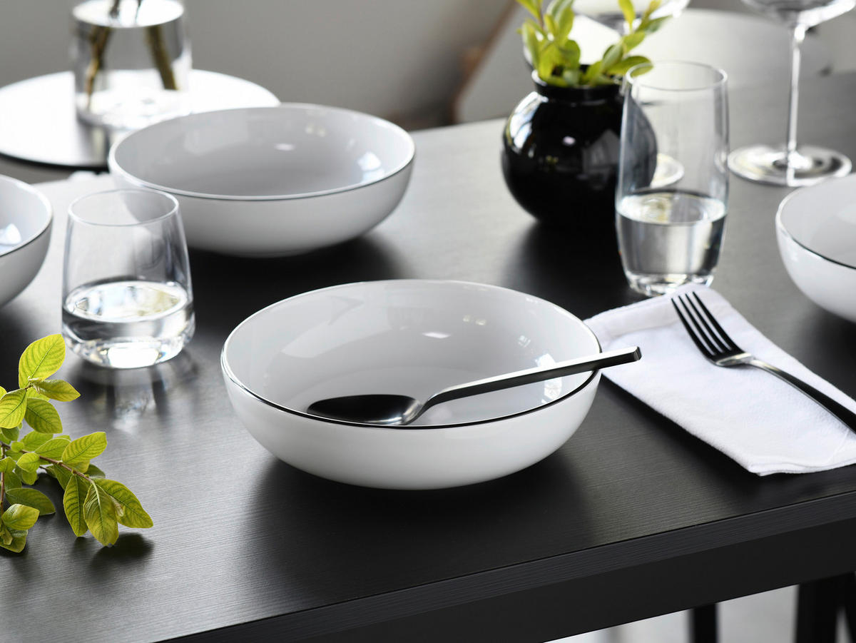 CreaTable Schüssel-Set Allround Black Line schwarz Porzellan Allround Black Line - weiß/schwarz - CreaTable