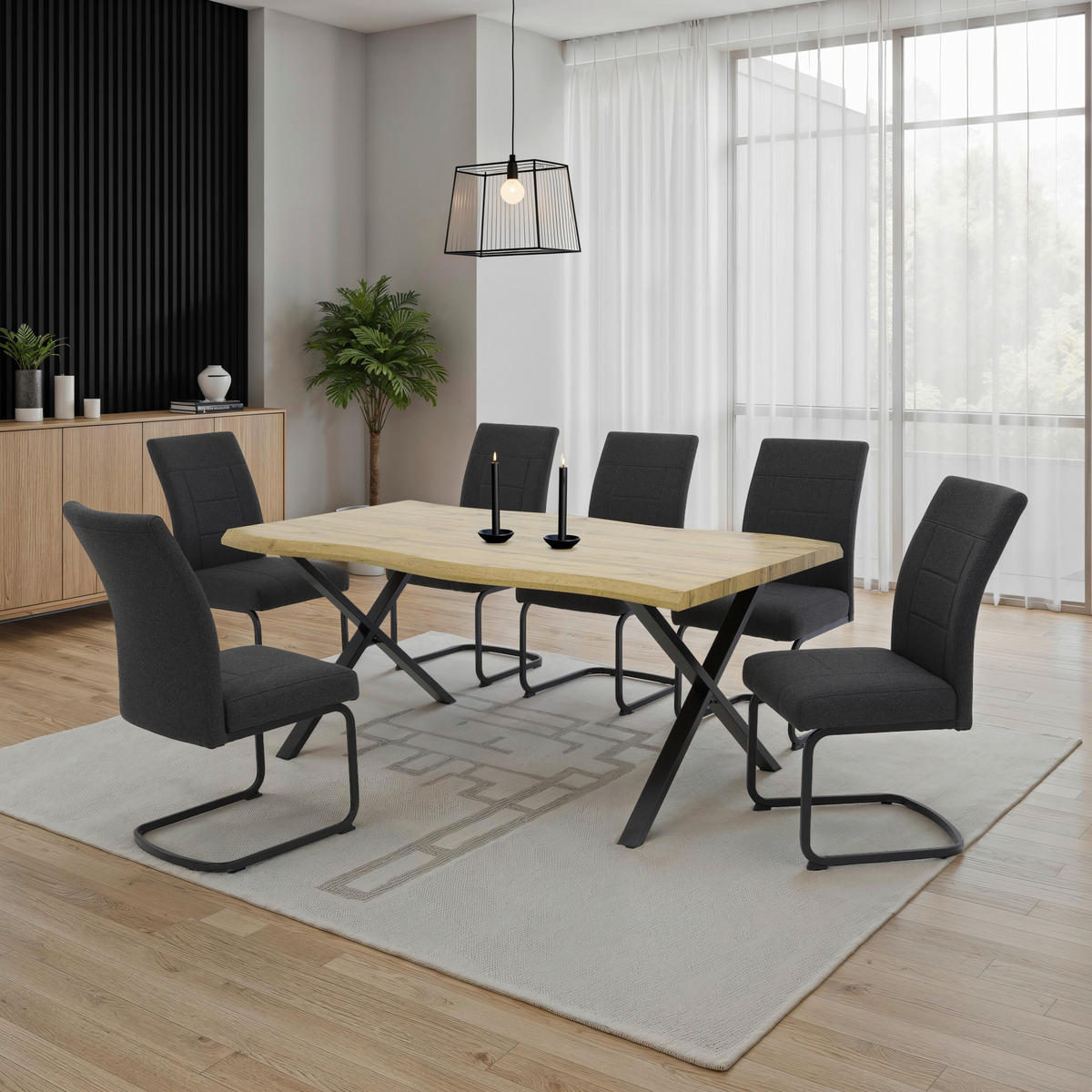 Schwingstuhl Brindisi, 4er-Set anthrazit Metall Webstoff B/H/T: ca. 48x98,5x67 cm Brindisi, 4er-Set - anthrazit (48,00/98,50/67,00cm) - Hela