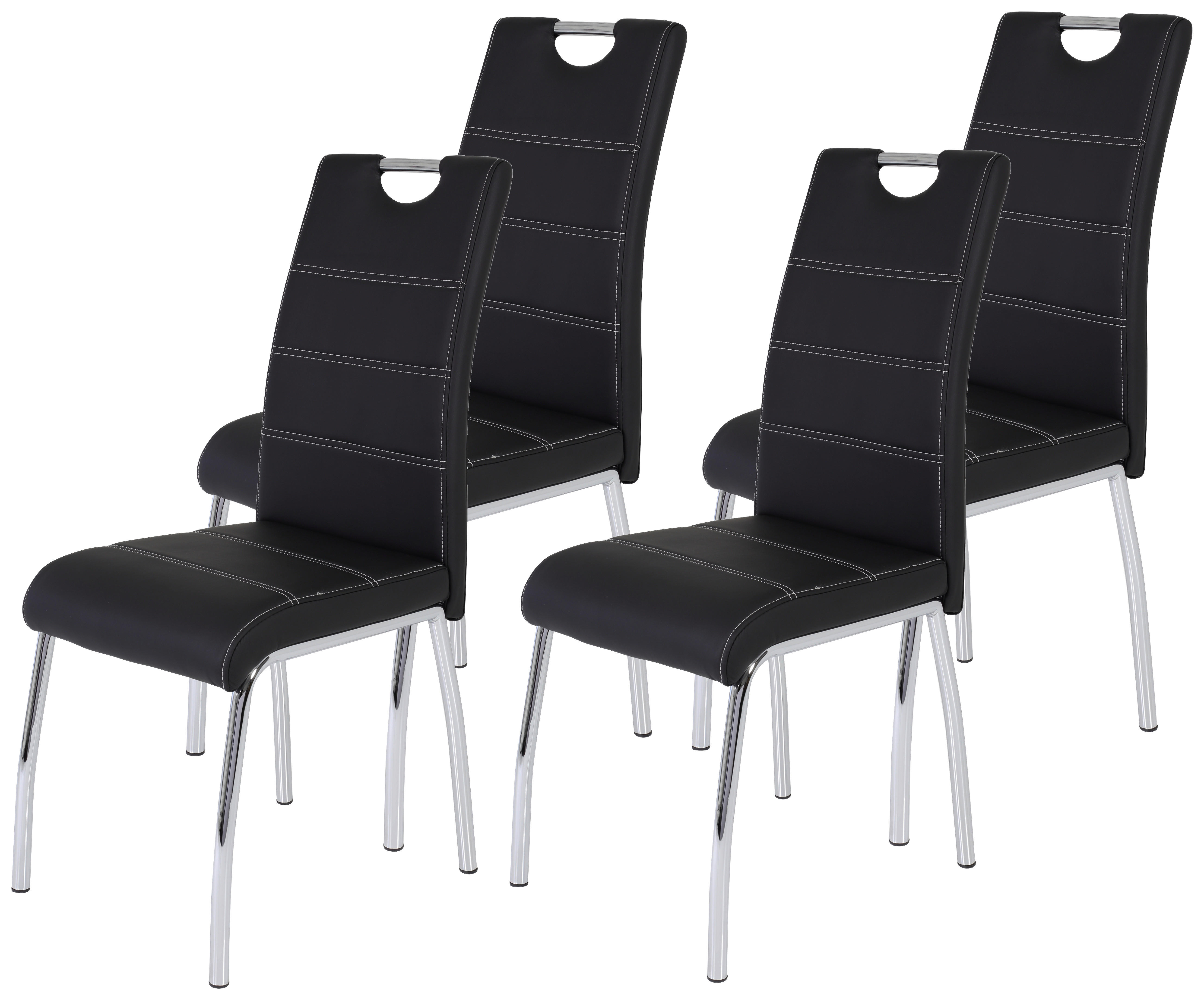 Stuhl Susi 4er Set schwarz Kunstleder B/H/T: ca. 44x98x61 cm Susi 4er Set - schwarz (44,00/98,00/61,00cm) - Hela