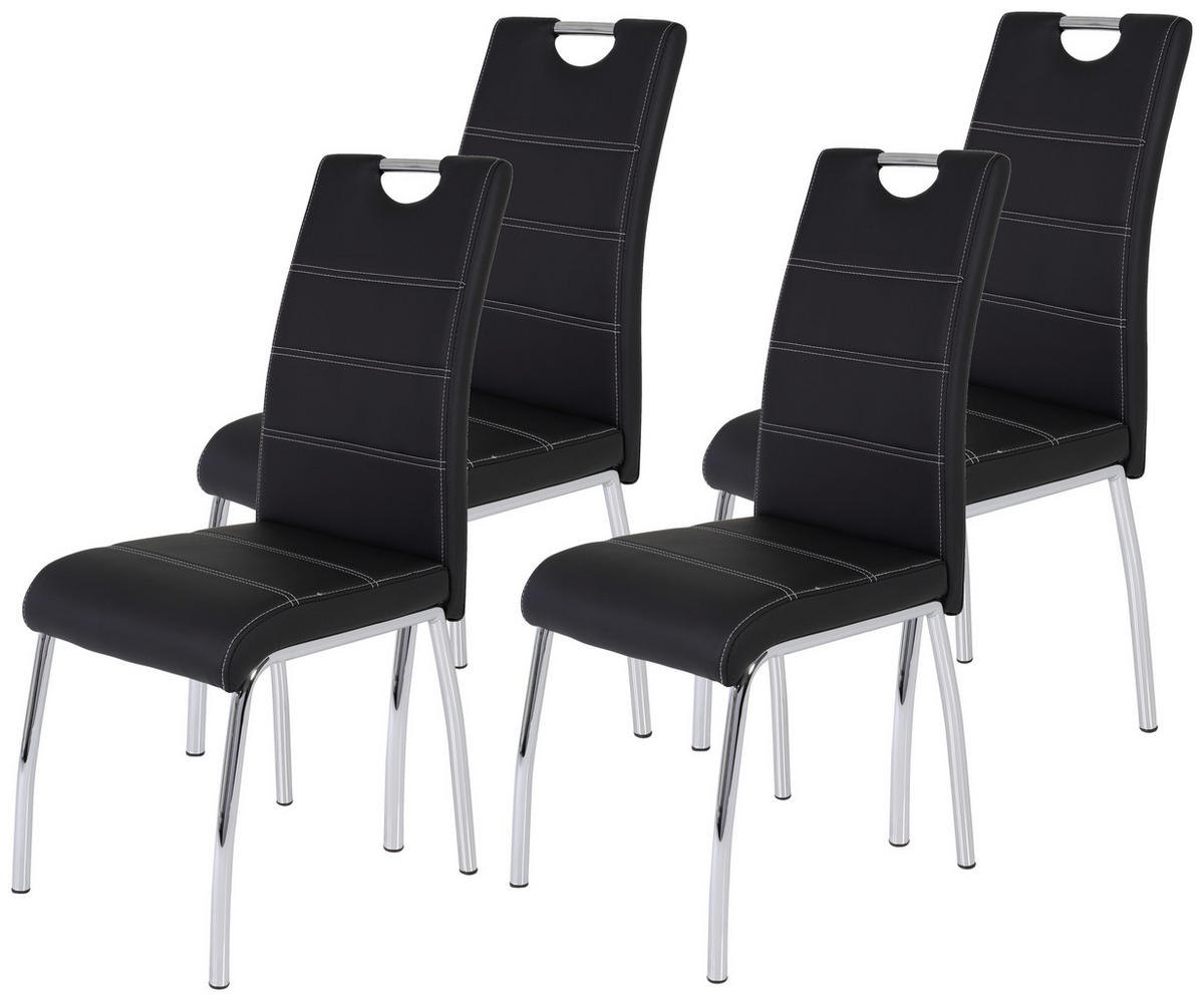Stuhl Susi 4er Set schwarz Kunstleder B/H/T: ca. 44x98x61 cm Susi 4er Set - schwarz (44,00/98,00/61,00cm) - Hela