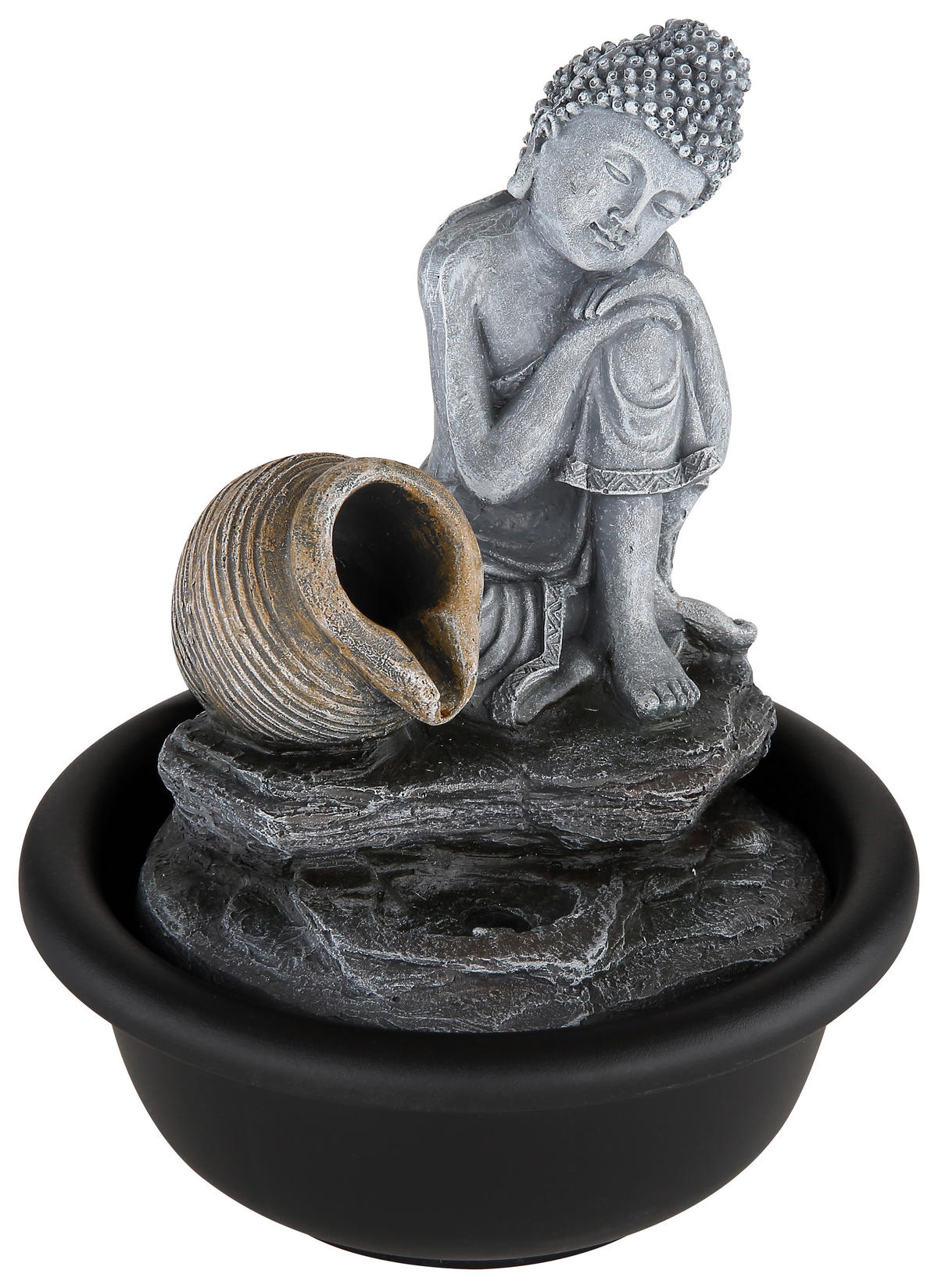 LED-Brunnen 93039 grau Kunststoff H/D: ca. 19x16 cm 1 Brennstellen LED-Brunnen_Fontana - grau (16,00/19,00cm)