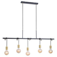 Just Light Pendelleuchte PN11330-60 messing gold Glas Metall B/H/L: ca. 6x140x120 cm E27 5 Brennstellen TAMARA - gold/messing (120,00/6,00/140,00cm) - Just Light