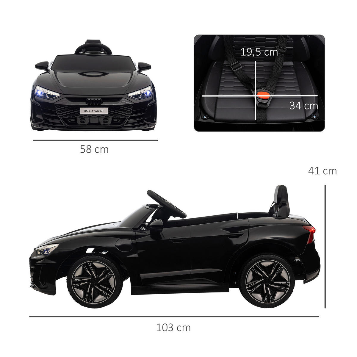 HOMCOM Kinder-Elektroauto schwarz B/H/L: ca. 58x41x103 cm Kinder Elektroauto - schwarz (103,00/58,00/41,00cm) - HOMCOM