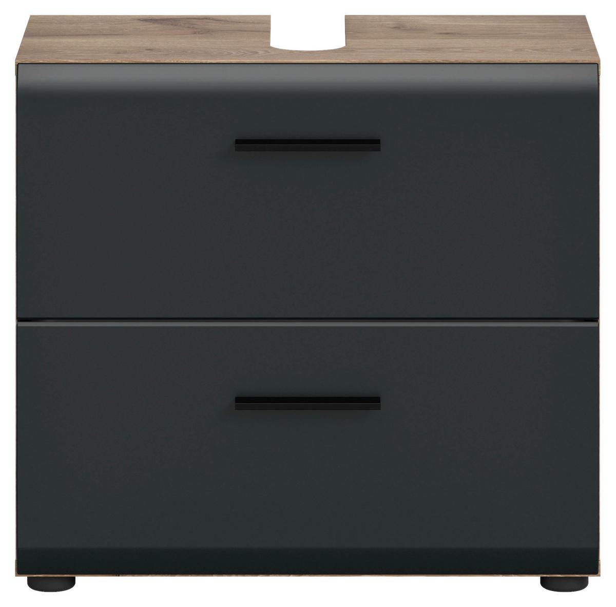 Waschbeckenunterschrank Ice Nox Oak Nachbildung schwarz matt B/H/T: ca. 60x54x60 cm Ice - schwarz (60,00/54,00/60,00cm) - xonox.home