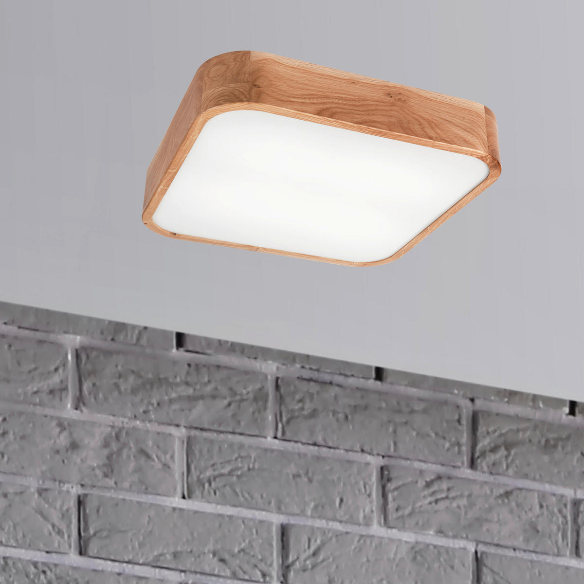 Lamkur Deckenleuchte GASPAR 48888 Eiche Eiche Holz Glas H/L: ca. 8x45 cm E27 4 Brennstellen Gaspar - Eiche (45,00cm) - Lamkur