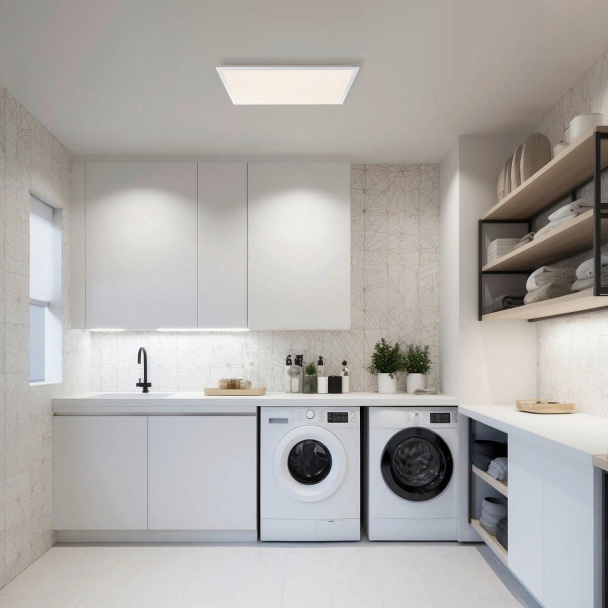 Brilliant LED-Deckenleuchte weiß Metall Kunststoff B/H/L: ca. 63x7,5x63 cm Briston - weiß (63,00/63,00/7,50cm) - Brilliant