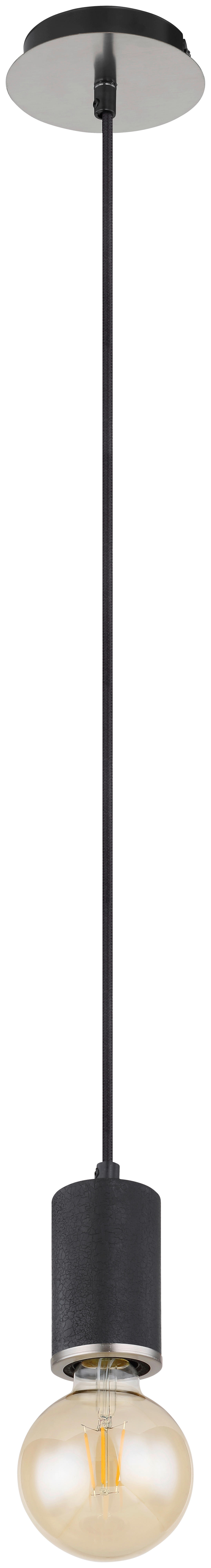 GLOBO Pendelleuchte 54032-1HB Joseba schwarz nickel Holz Metall H/D: ca. 160x12 cm E27 1 Brennstellen Joseba - nickel/schwarz (12,00/160,00cm) - GLOBO