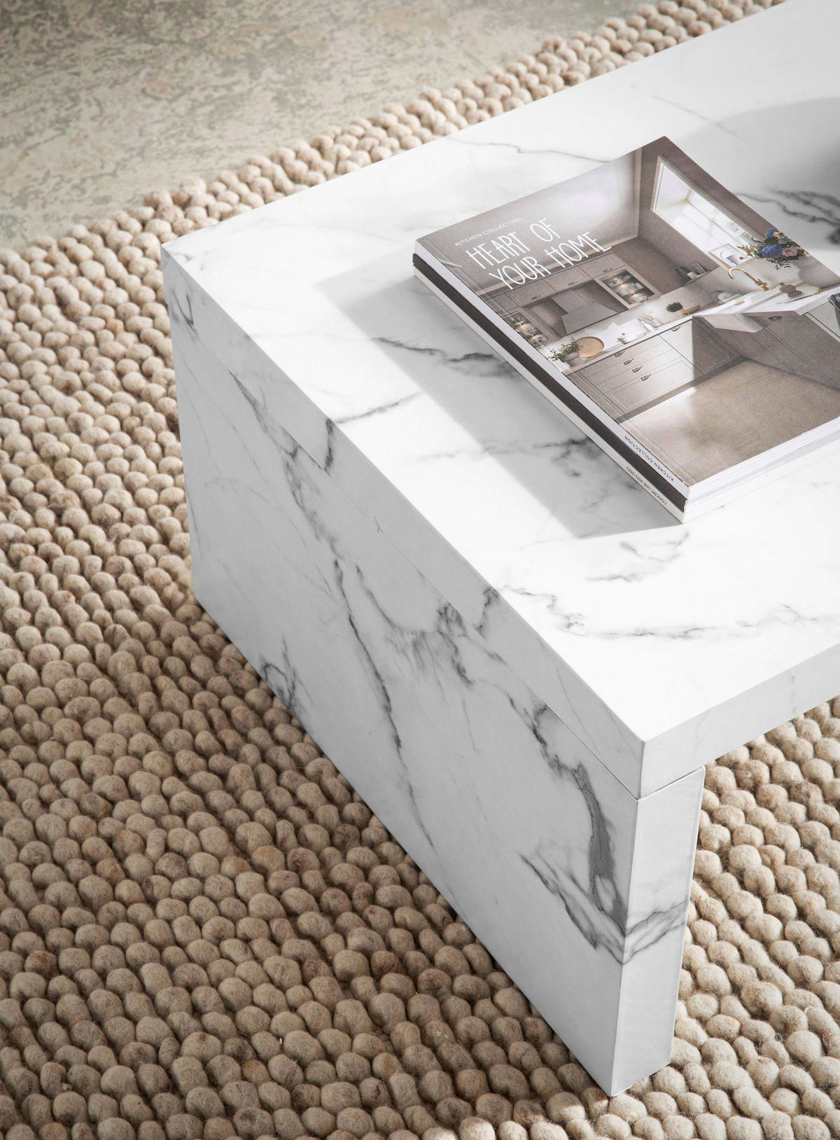 Couchtisch weiß Marmor Optik B/H/T: ca. 110x35x55 cm Couchtisch - weiß (110,00/35,00/55,00cm) - Wohnling