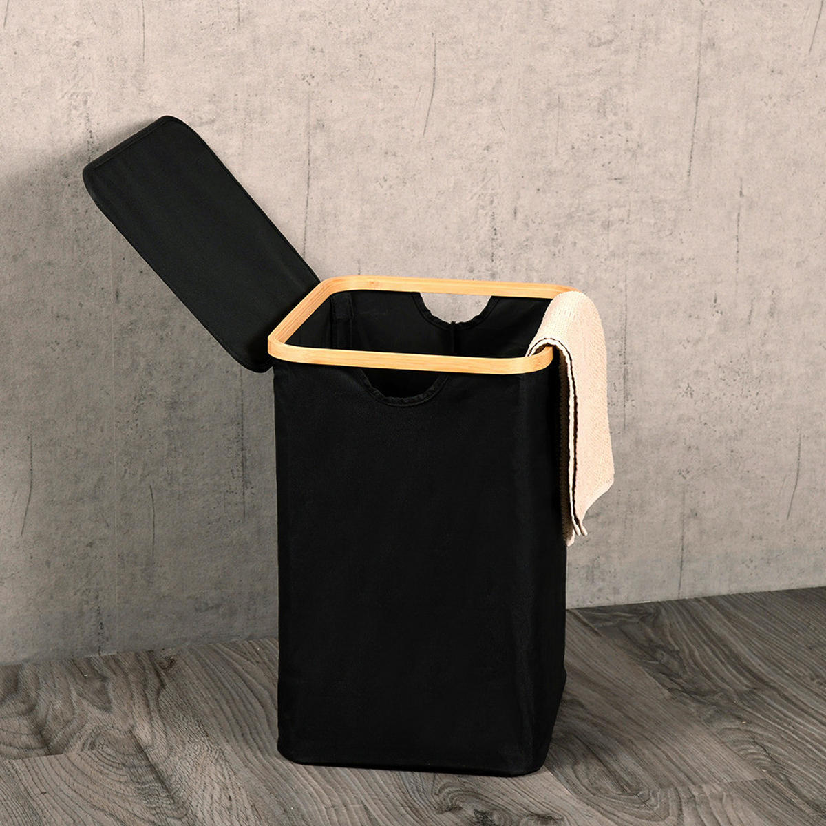 Kesper Wäschesammler schwarz Bambus B/H/L: ca. 35x5x43,5 cm Wäschesammler - braun/schwarz (43,50/35,00/5,00cm) - Kesper