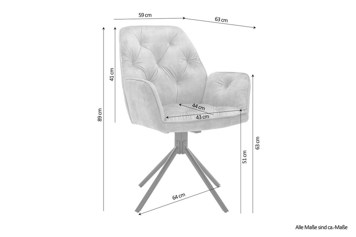 byLIVING Sessel SARINA  2er-Set anthrazit Vintage Samt Metall B/H/T: ca. 59,5x89x62 cm SARINA  2er-Set - anthrazit (59,50/89,00/62,00cm) - byLIVING