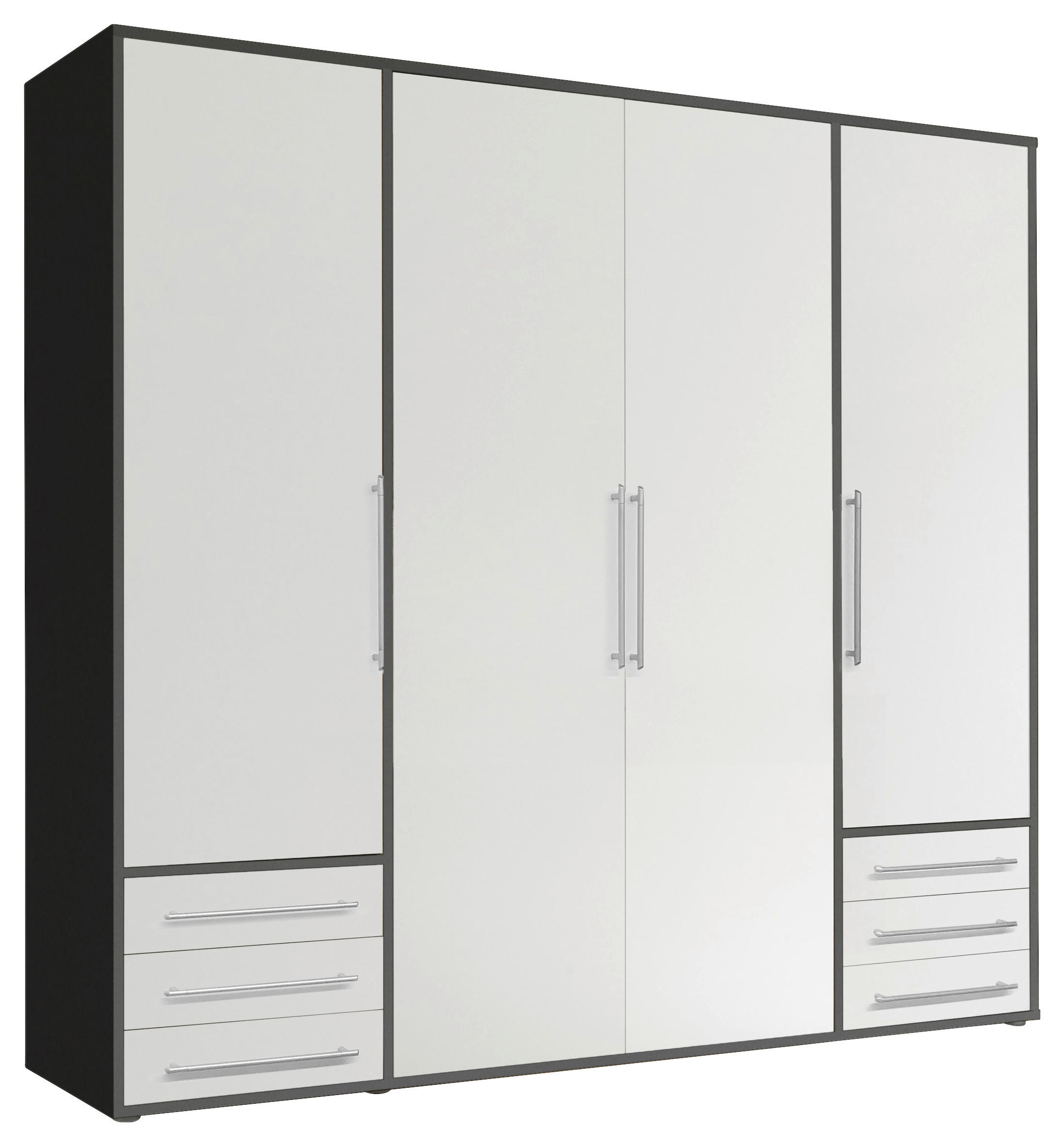 Kleiderschrank Lyss Graphit weiß B/H/T: ca. 205x194x58 cm Lyss - weiß/Graphit (205,00/194,00/58,00cm)