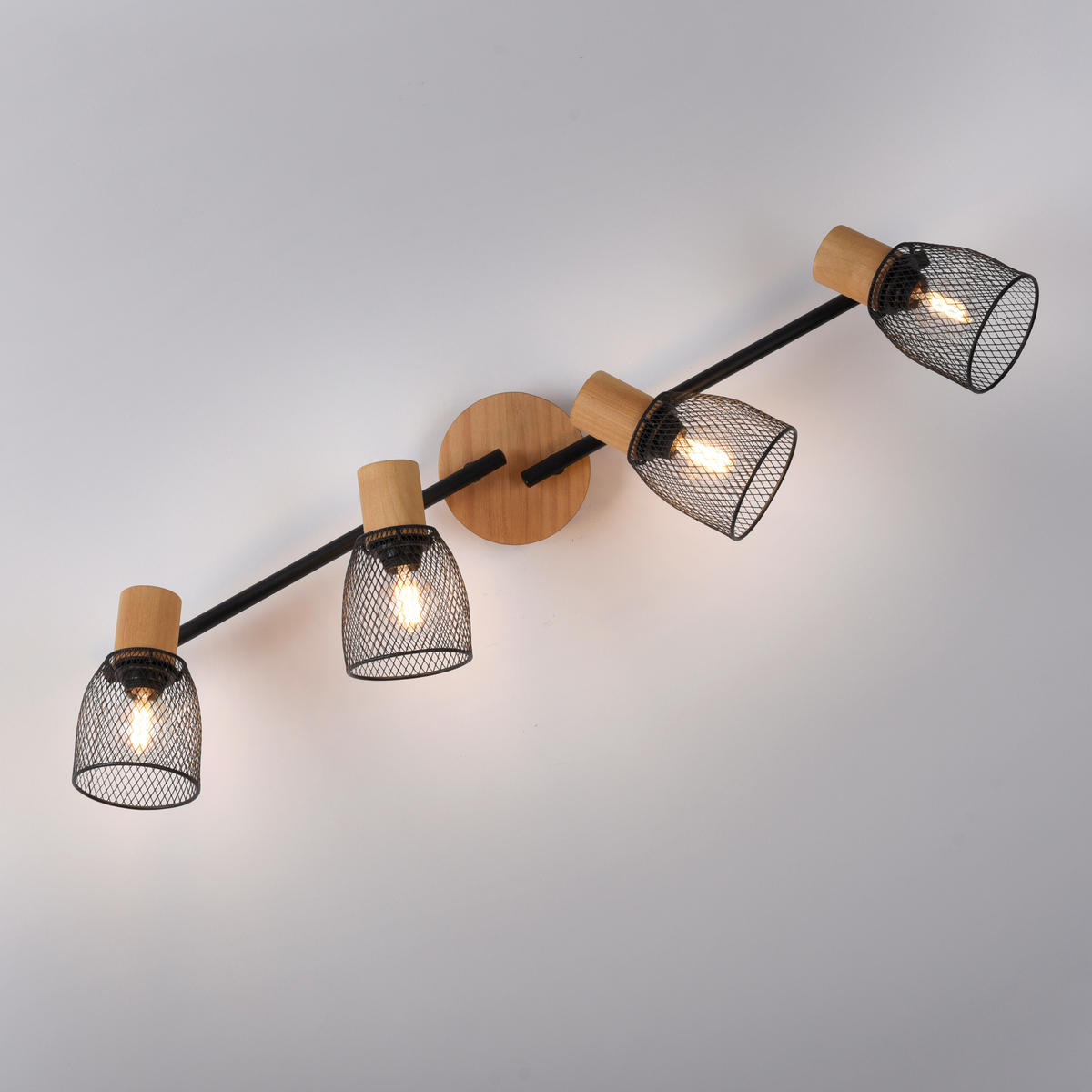 Just Light Spotbalken TAMIS 15194-79 natur schwarz Holz Metall B/H/T: ca. 83x22x24 cm E14 4 Brennstellen TAMIS - natur/schwarz (83,00/22,00/24,00cm) - Just Light