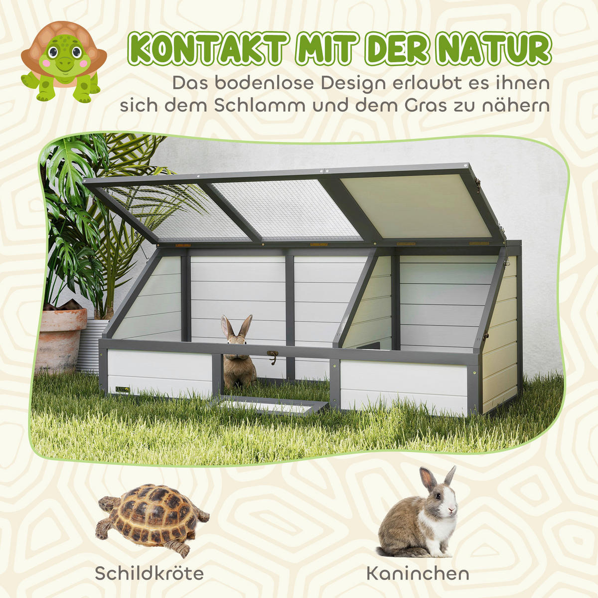 PawHut Schildkrötenhaus weiß Holz B/H/L: ca. 55x50x120 cm Schildkrötenhaus - weiß (120,00/55,00/50,00cm) - PawHut
