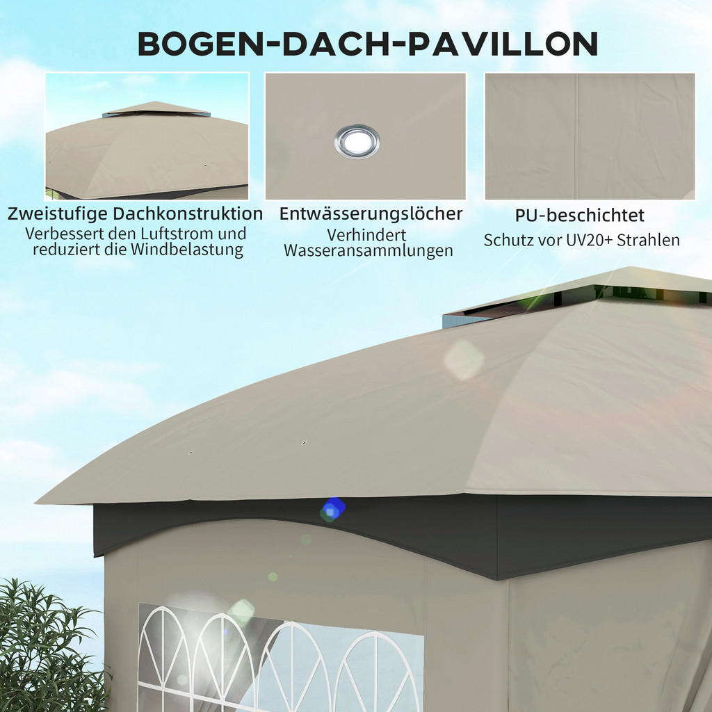 Thumbnail - Outsunny Pavillon hellgrau Metall B/H/L: ca. 335x285x335 cm