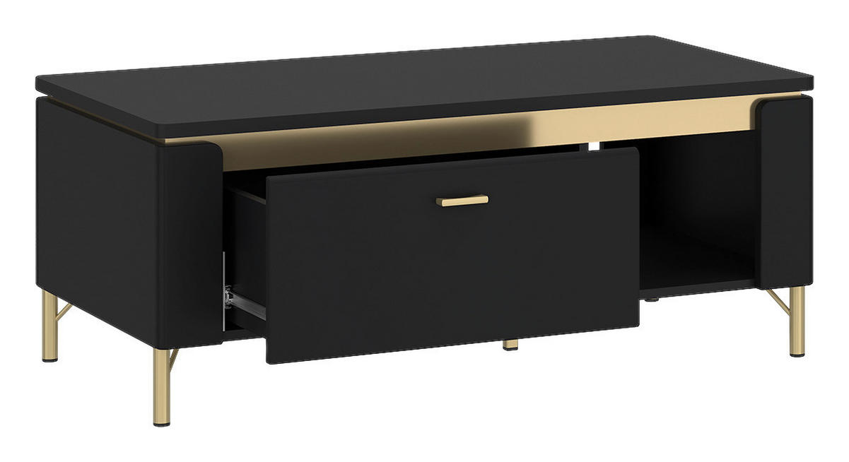 Couchtisch Norica schwarz matt gold Optik B/H/T: ca. 110x46x65 cm Norica - gold/schwarz (110,00/46,00/65,00cm)