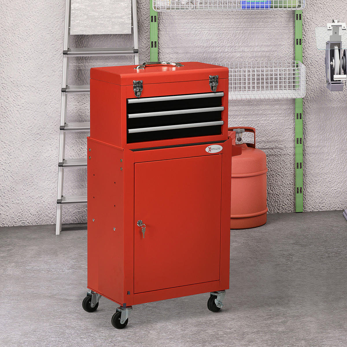 Werkstatt-Zubehör rot B/H/L: ca. 28x46x94 cm Werkzeugwagen - rot (94,00/28,00/46,00cm) - DURHAND