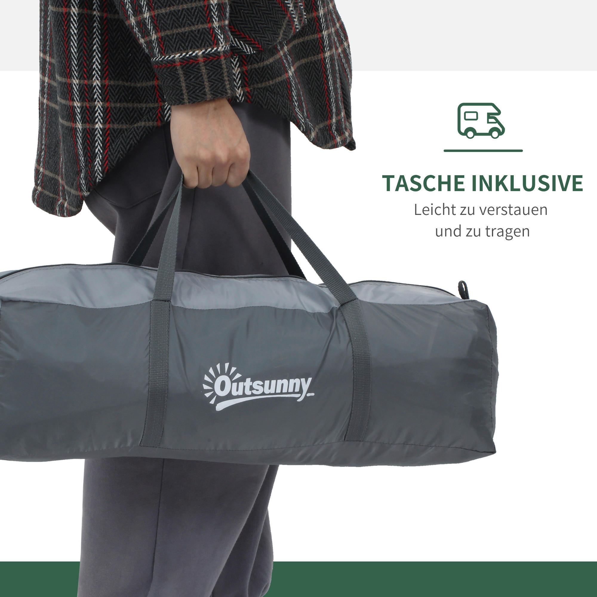 Outsunny Campingartikel B/H/L: ca. 220x350x145 cm Campingzelt - grau (145,00/220,00/350,00cm) - Outsunny