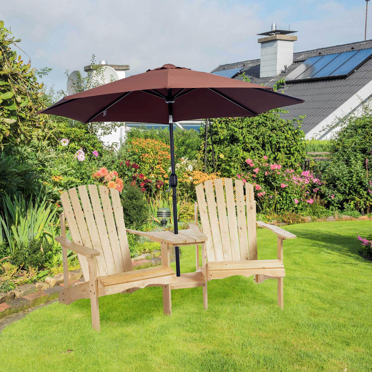 Outsunny Gartenbank natur Holz B/H/L: ca. 87x92x178 cm Gartenbank mit Tisch - natur (178,00/87,00/92,00cm) - Outsunny