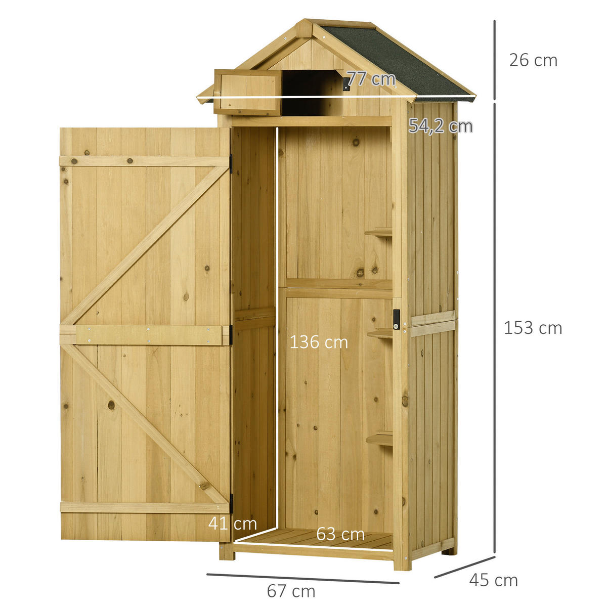 Outsunny Gartenhaus natur B/H/L: ca. 542x179x77 cm Gartenhaus - natur (77,00/542,00/179,00cm) - Outsunny