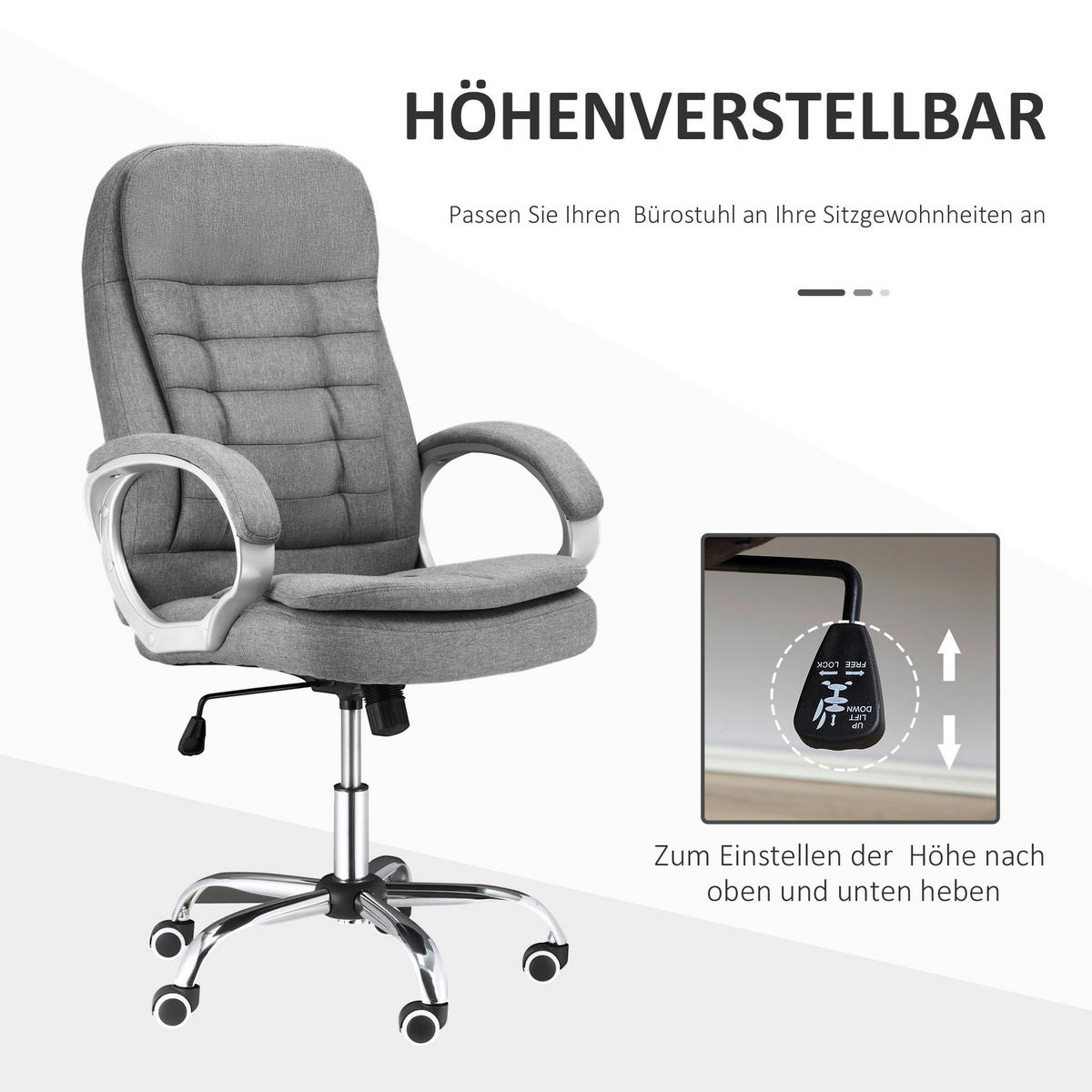 Drehstuhl 921-170GY grau 921-170GY - grau (75,00/111,00/64,00cm) - Vinsetto