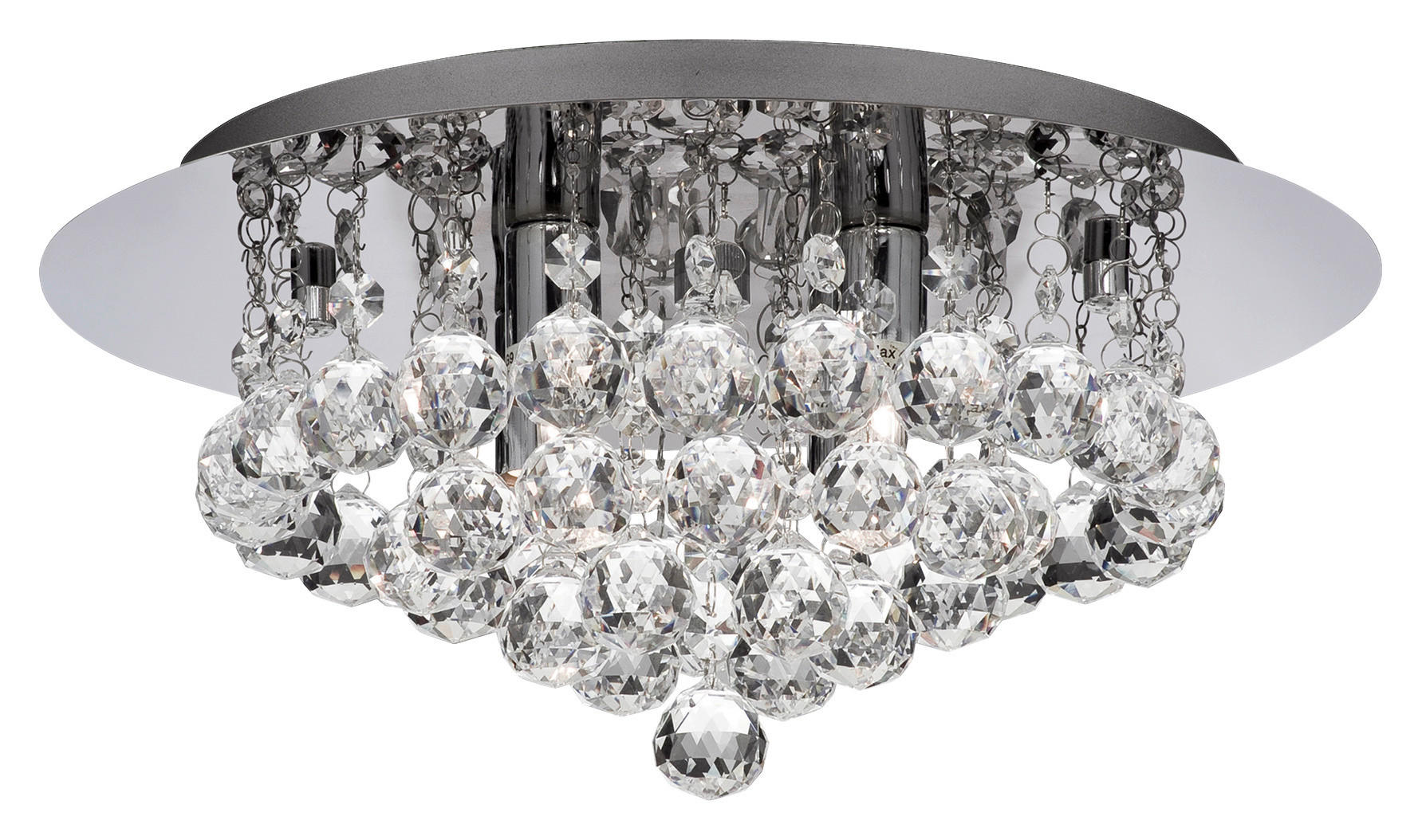 Searchlight Deckenleuchte Chrom transparent Glas Stahl B/H/L/D: ca. 35x17,5x35x35 cm G9 4 Brennstellen Hanna - Chrom/transparent (35,00/35,00/17,50cm) - Searchlight