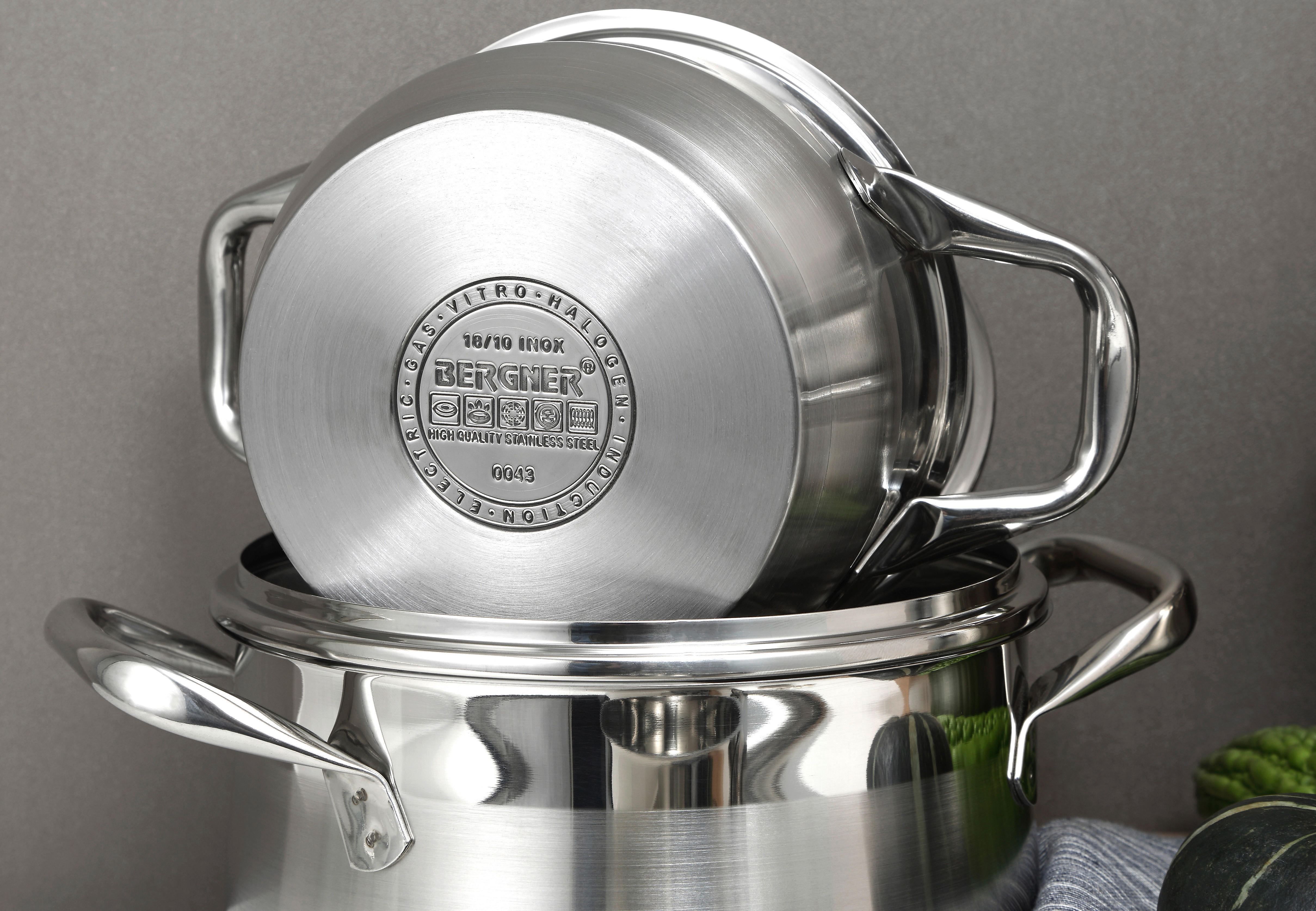 BERGNER Kasserolle GOURMET silber Edelstahl B/H/L: ca. 21,5x14x29,5 cm GOURMET - silber (29,50/21,50/14,00cm) - BERGNER