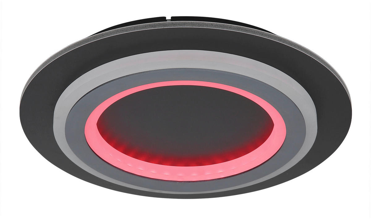 GLOBO LED-Deckenleuchte mattschwarz Opal grau Metall Kunststoff Acryl H/D: ca. 5,5x34 cm 1 Brennstellen JAYDEN - Opal/mattschwarz (34,00/5,50cm) - GLOBO