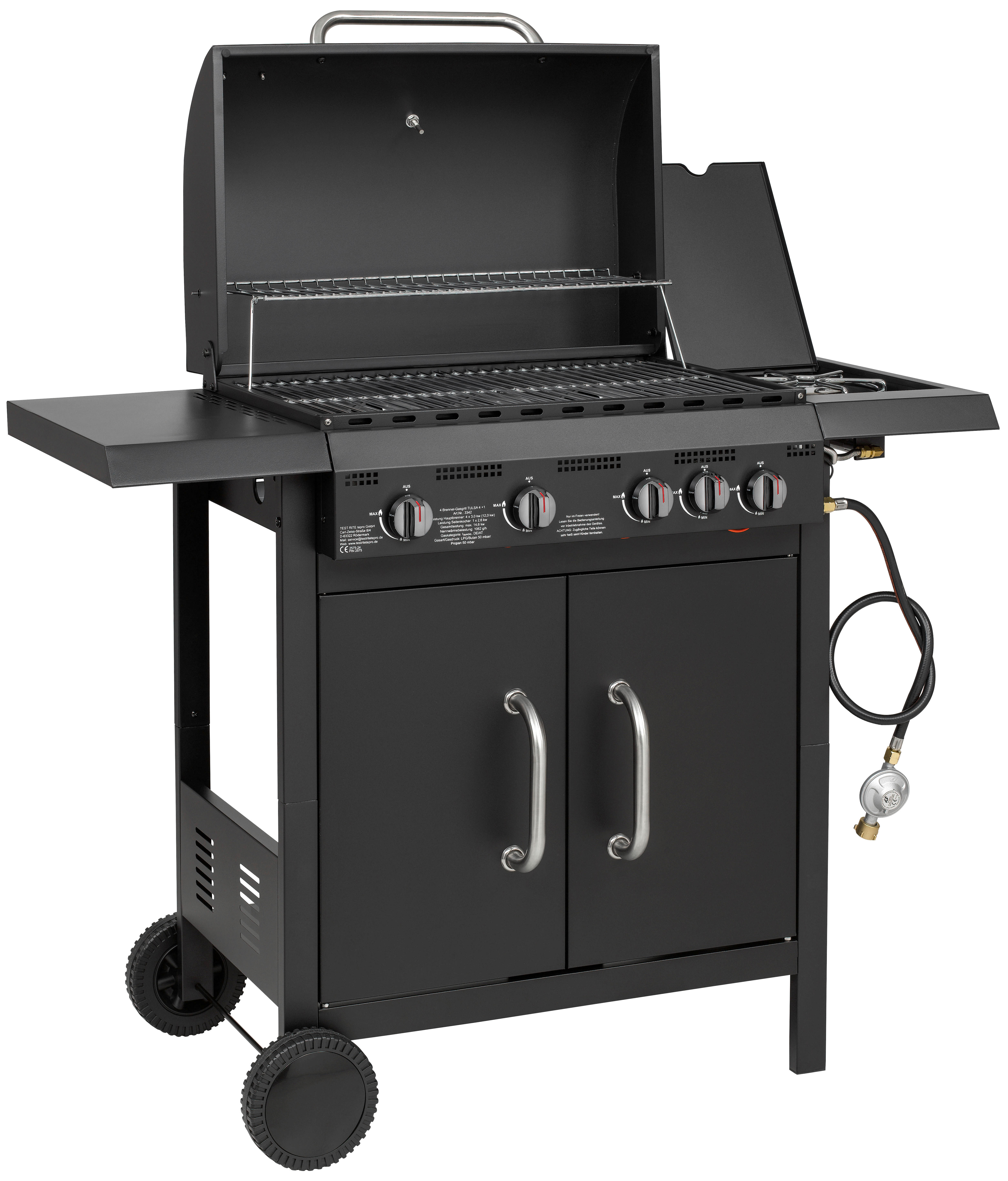tepro Gasgrill Stahl B/H/L: ca. 53x95x108 cm Gasgrill_Tulsa_4+1 - schwarz (108,00/53,00/95,00cm) - tepro