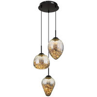 GLOBO LED-Pendelleuchte Firefly 15642-3 schwarz Metall Rauchglas D: ca. 40 cm Firefly - schwarz (40,00cm) - GLOBO