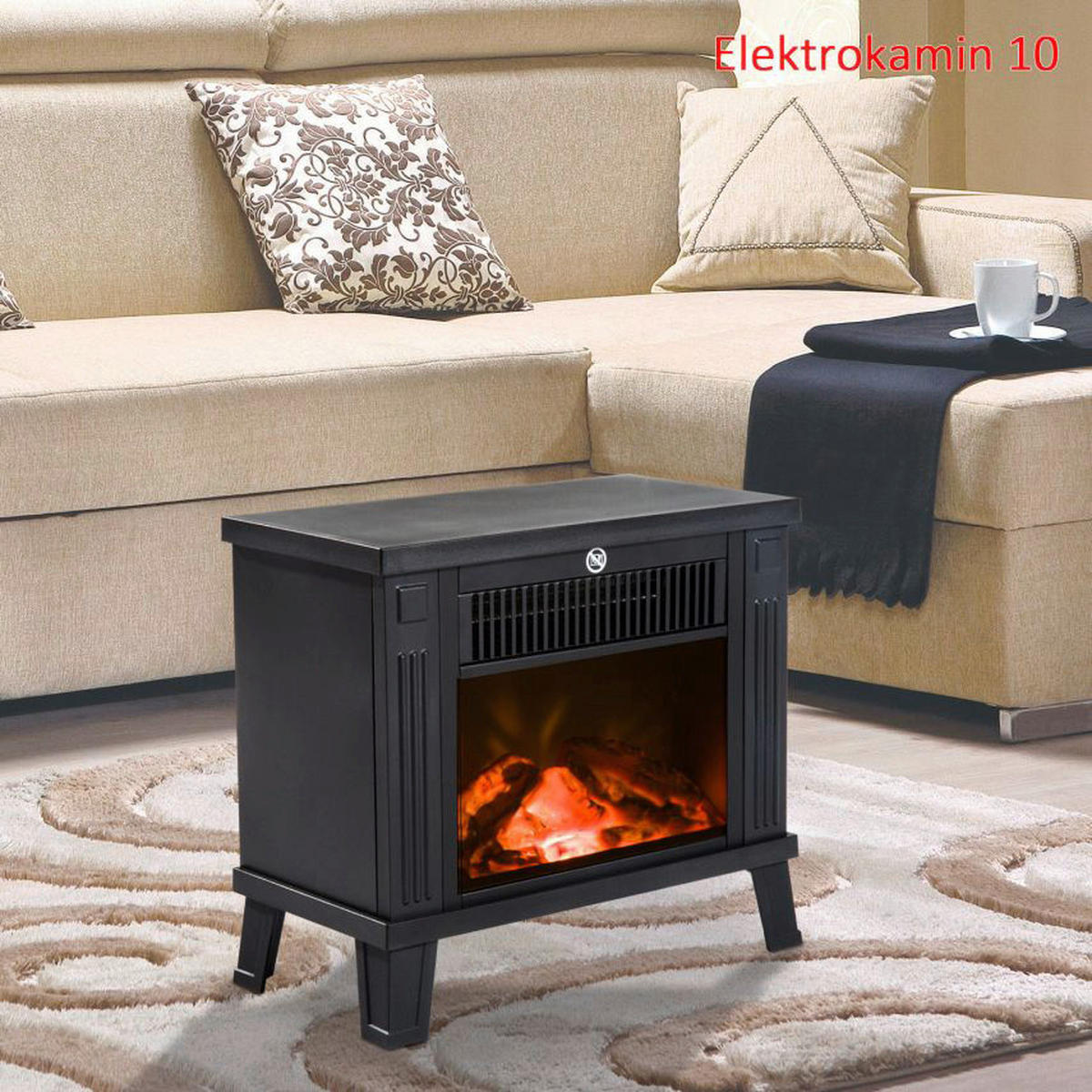 HOMCOM Elektrischer-Kamin 820-065 schwarz B/H/T: ca. 34,5x31x17 cm Elektrokamin 820-065 - schwarz (34,50/31,00/17,00cm) - HOMCOM