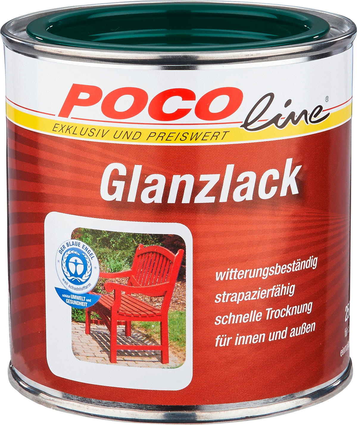 POCOline Acyl Buntlack moosgrün glänzend ca. 0,25 l Glanzlack_Acryl_2in1 250ml - moosgrün (250ml) - POCOline