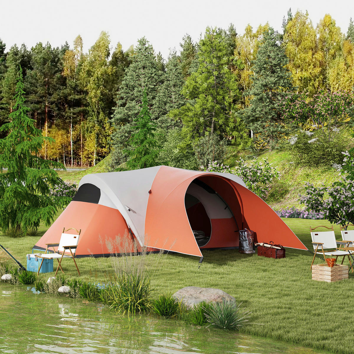 Outsunny Campingzelt B/H/L: ca. 300x198x550 cm Campingzelt - orange (550,00/300,00/198,00cm) - Outsunny