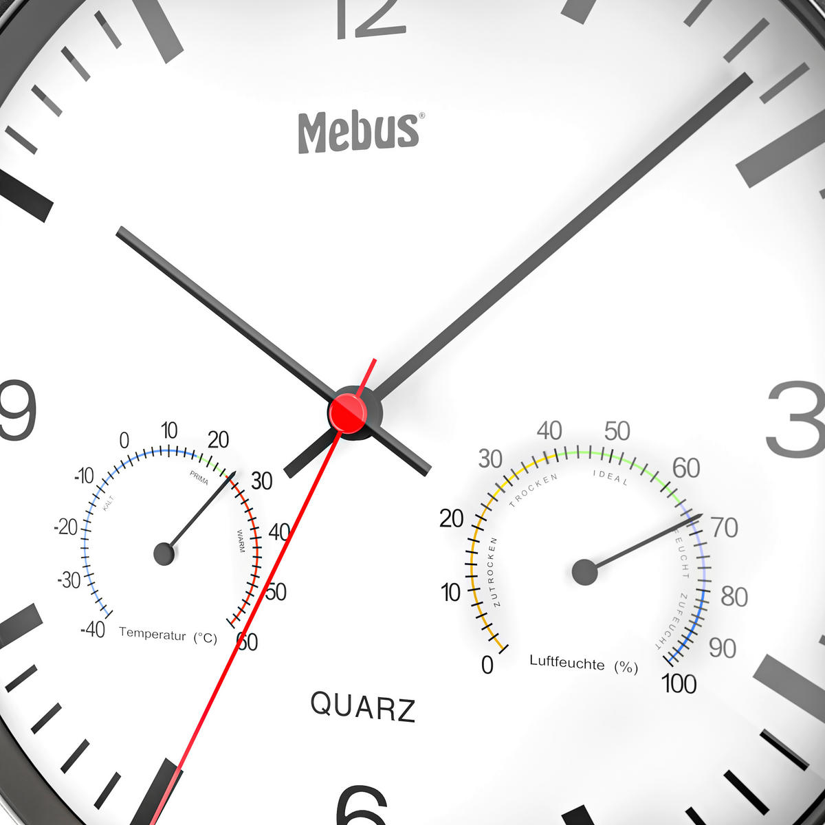 Mebus Wanduhr weiß D: ca. 25 cm Wanduhr_Quarz - weiß (25,00cm) - Mebus