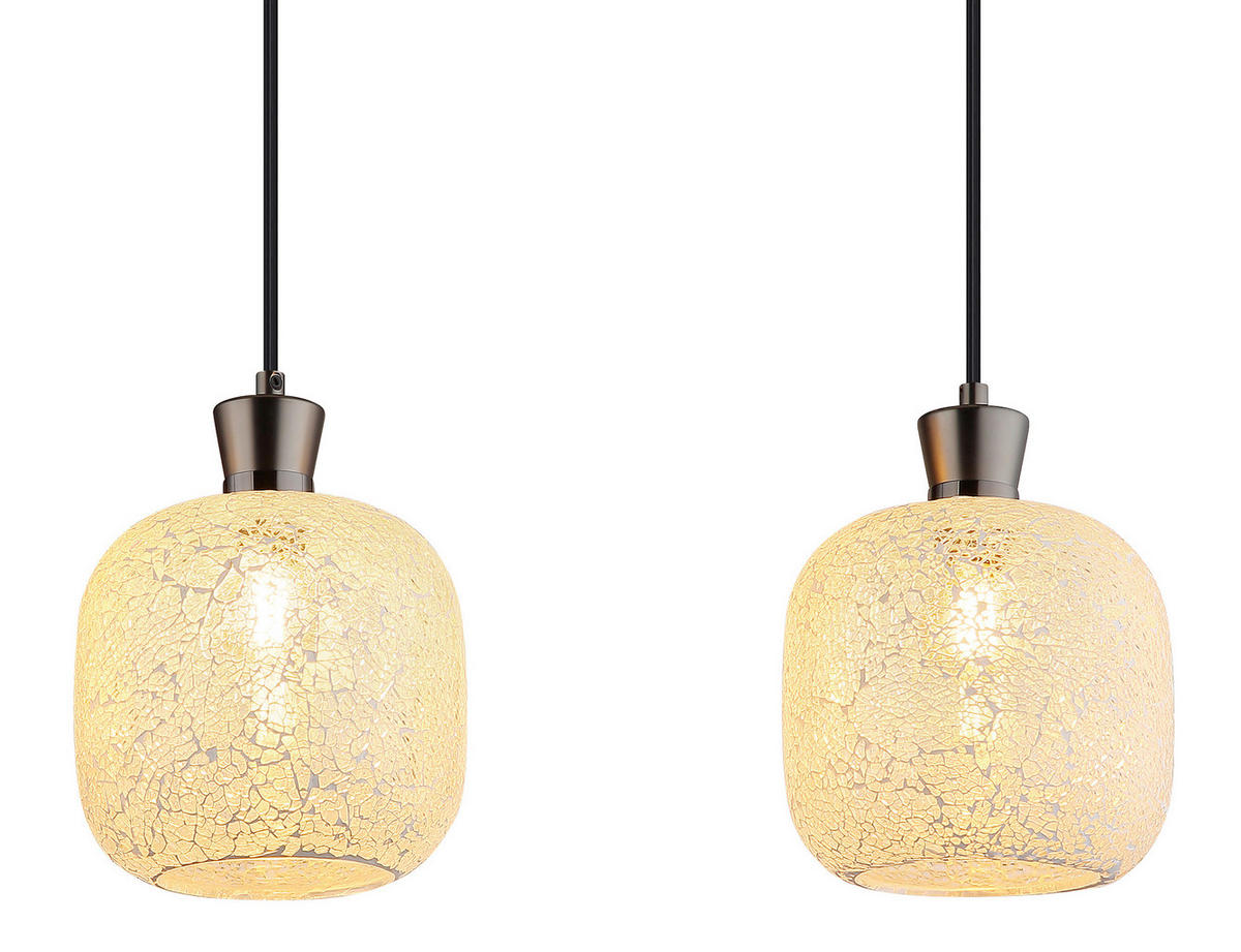 GLOBO Hängeleuchte schwarz Chrom Metall Glas B/H/L: ca. 18x95,5x25 cm E14 4 Brennstellen Hängeleuchte-Brokana - schwarz/Chrom (25,00/18,00/95,50cm) - GLOBO