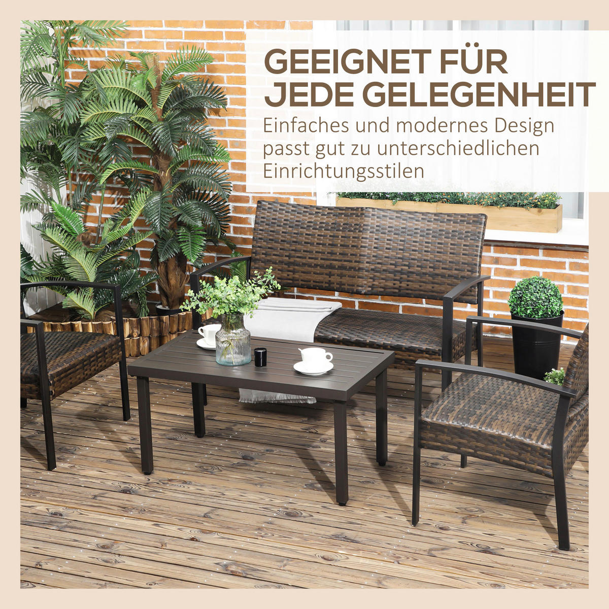 Outsunny Beistelltisch Beistelltisch - braun (91,00/51,00/46,00cm) - Outsunny