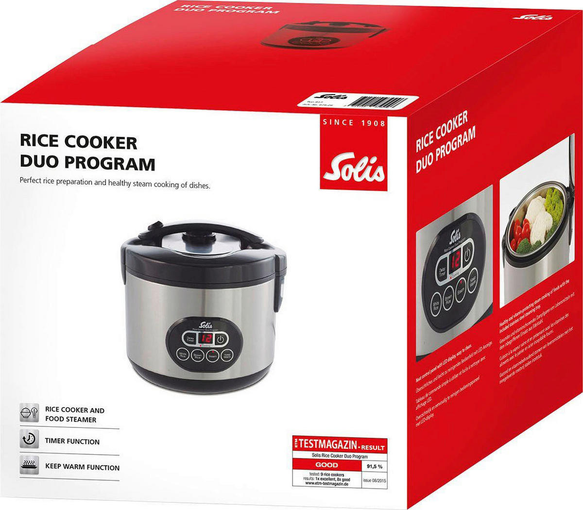 Solis Reiskocher silber schwarz Kunststoff Metall Duo Programm - schwarz/silber - Solis