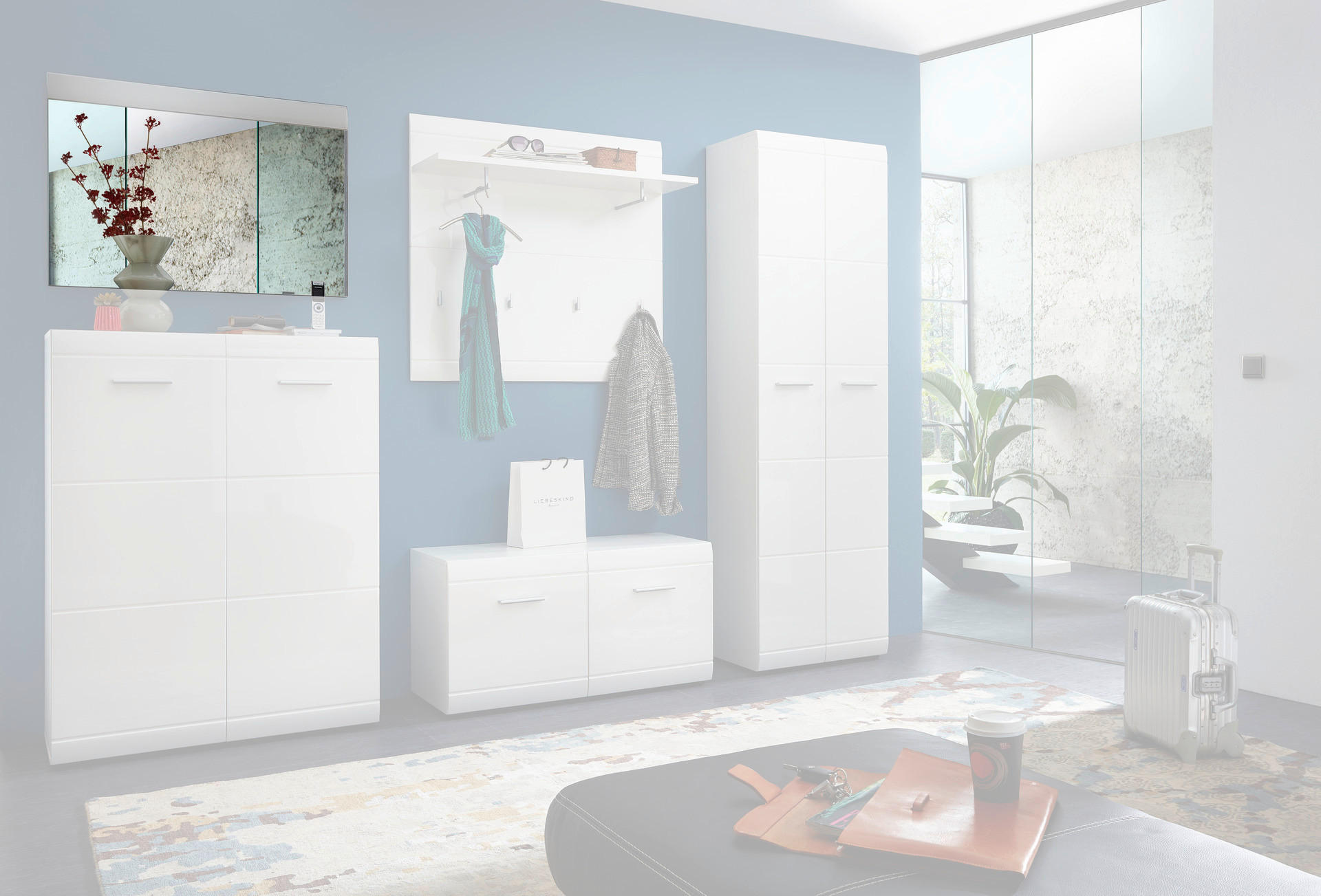 Wandspiegel Adana weiß Hochglanz B/H/T: ca. 89x63x3 cm Adana - weiß (89,00/63,00/3,00cm)