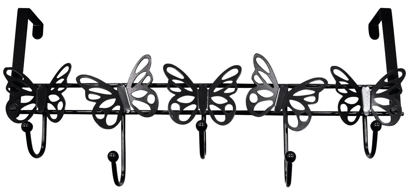 Türgarderobe Butterfly schwarz pulverbeschichtet Metall B/H/T: ca. 48x22x5 cm Butterfly - schwarz (48,00/22,00/5,00cm)