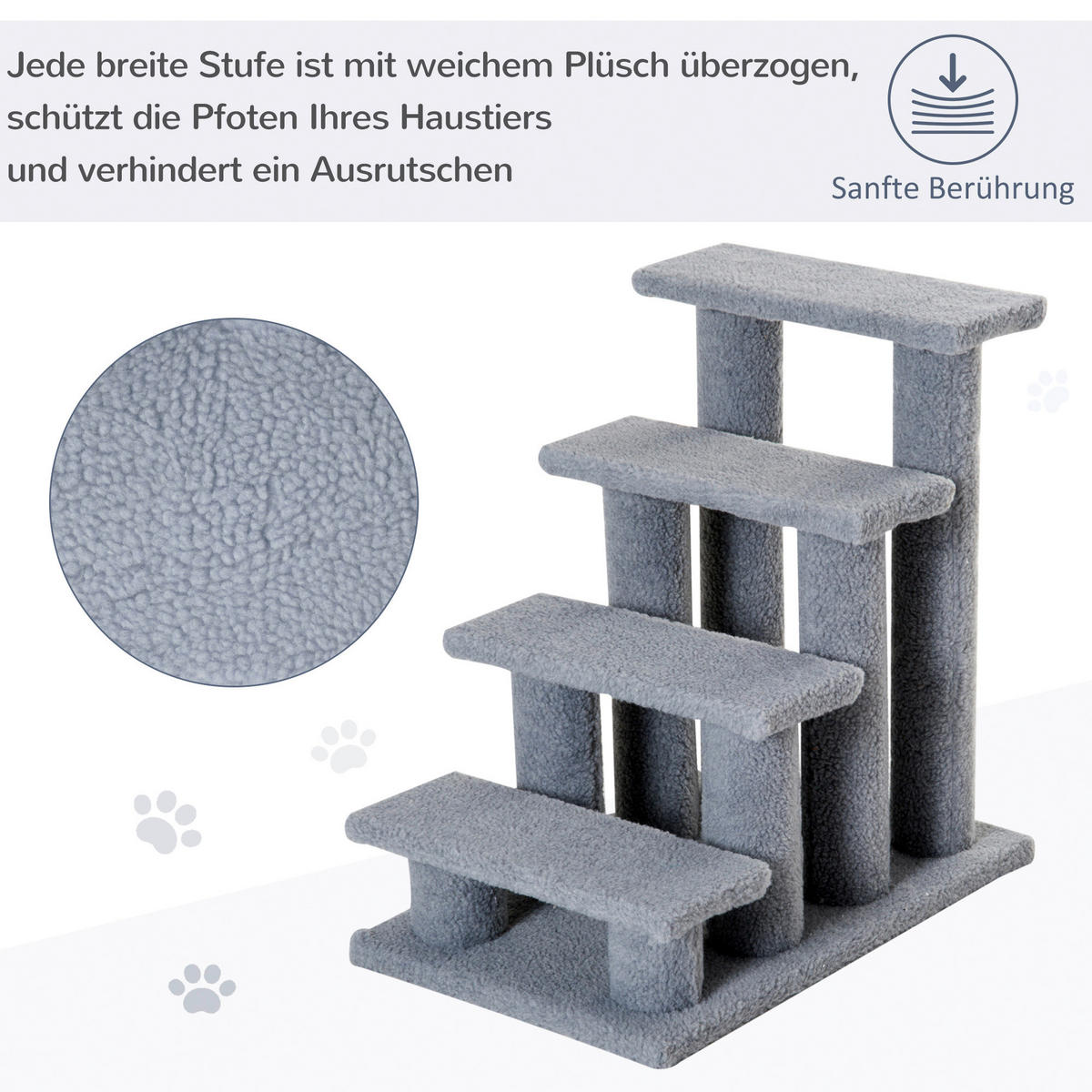 PawHut Katzentreppe grau Spanplatte B/H/L: ca. 43x60x64 cm Katzentreppe - grau (64,00/43,00/60,00cm) - PawHut