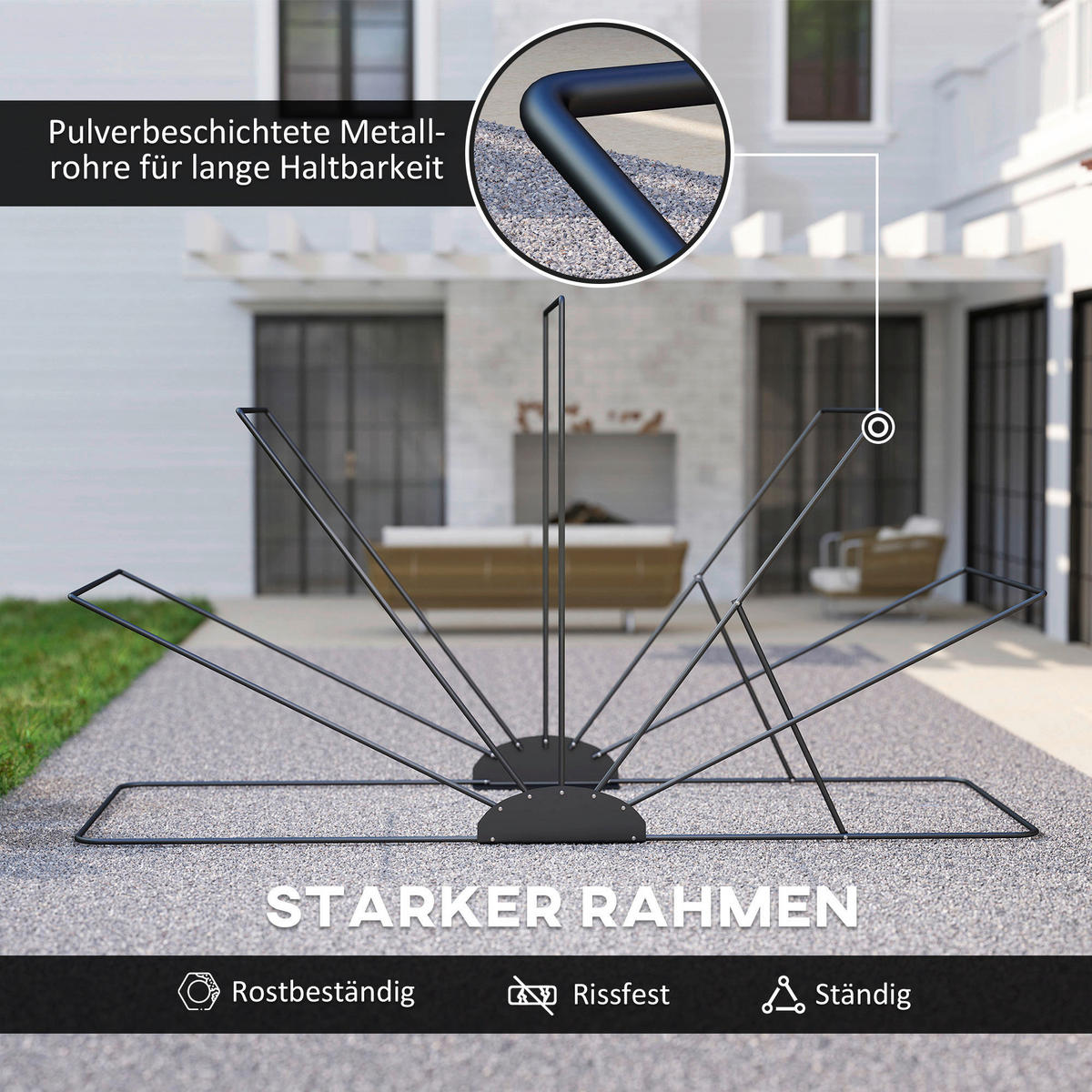 Outsunny Motorradgarage schwarz B/H/L: ca. 135x191x345 cm Motorradgarage - schwarz (345,00/135,00/191,00cm) - Outsunny