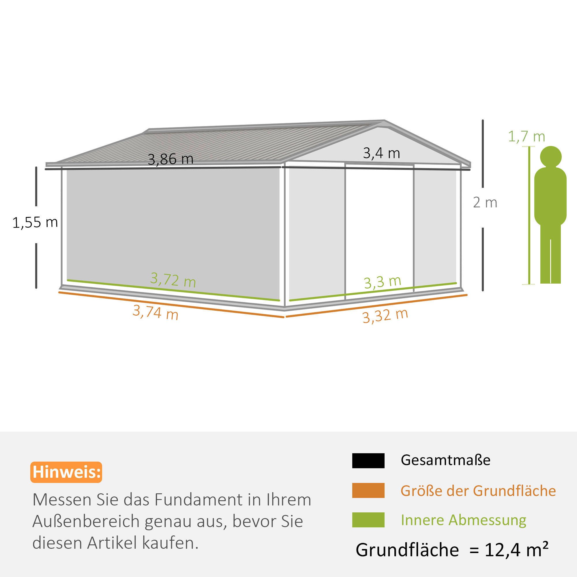 Outsunny Gerätehaus braun Stahl B/H/L: ca. 386x200x340 cm Gerätehaus - braun (340,00/386,00/200,00cm) - Outsunny