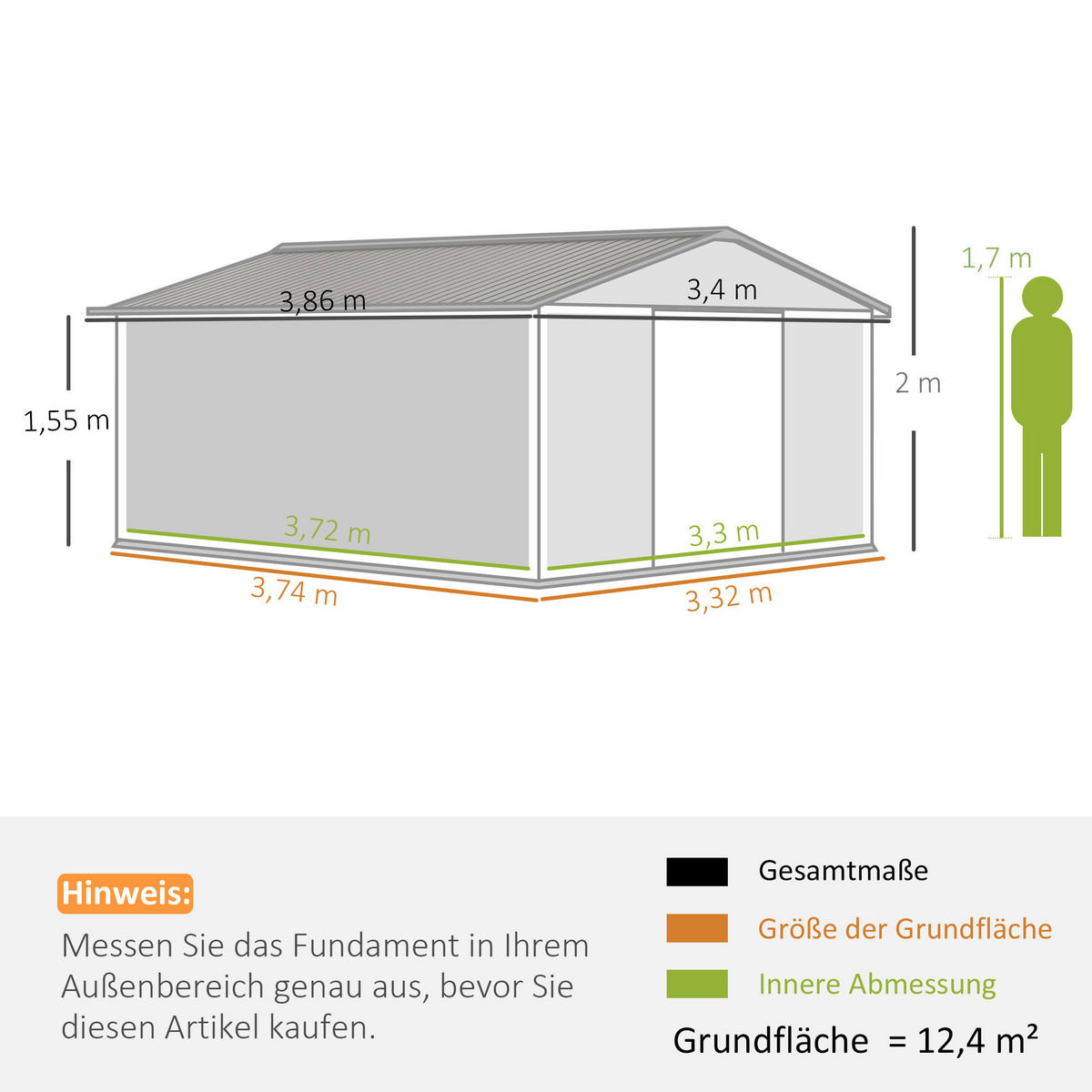 Outsunny Gerätehaus braun Stahl B/H/L: ca. 386x200x340 cm Gerätehaus - braun (340,00/386,00/200,00cm) - Outsunny