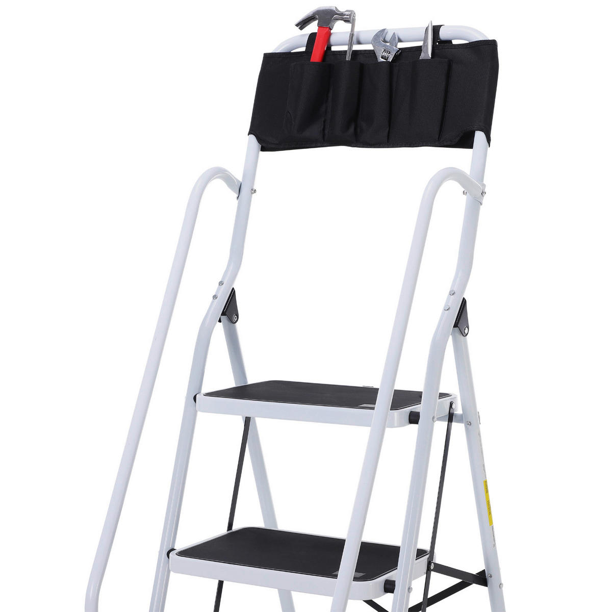 HOMCOM Leiter Edelstahl B/H/L: ca. 83x50x155 cm Trittleiter - weiß/schwarz (155,00/83,00/50,00cm) - HOMCOM