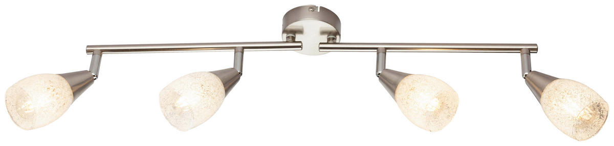 GLOBO Spotbalken 54813-4 nickel matt klar Glas Acryl B/H/L: ca. 8x19x60 cm 4 Brennstellen Spotbalken_4flg.Franziska - klar/nickel matt (60,00/8,00/19,00cm) - GLOBO